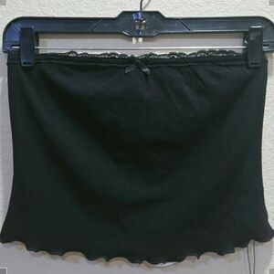 MORE TO COME Black Lace Trim Tank Top Size S